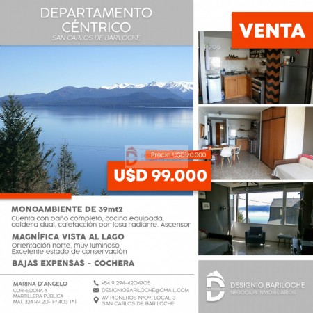 DPTO. MONOAMBIENTE CON VISTA AL LAGO